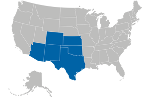 Imagen del mapa regional del sudoeste