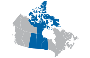 Imagen del mapa regional central de Canadá