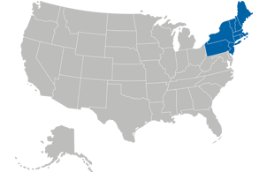 Imagen del mapa regional del noreste